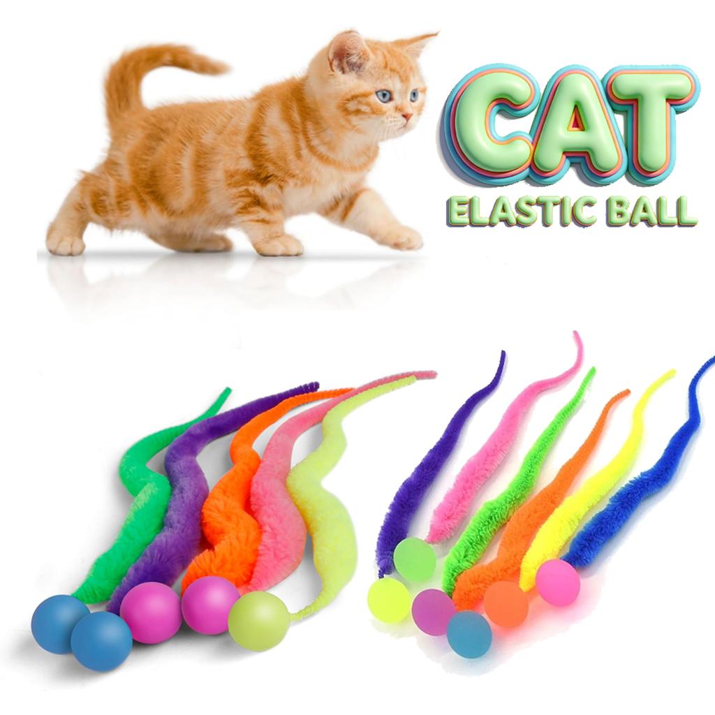 Cat Interactive Toys Cute Worm-Shaped Cat Elastic Ball Tail-equipped Cat Teasing Indoor Cat Worm Caterpillar Elastic Toy