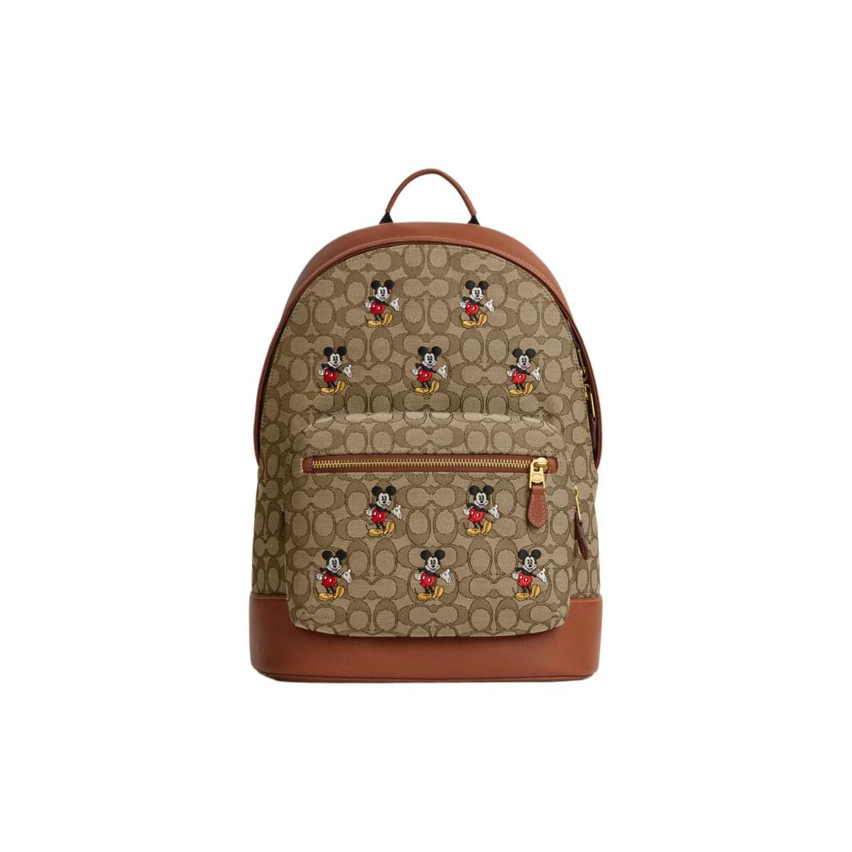 

Coach X Disney Collaboration Classic Monogram Mickey Print Zipper Closure Fabric And Leather Backpack Large Unisex Backpacks Khaki Brown CL950-B4KM Basic Set (Bag+Dust Bag)