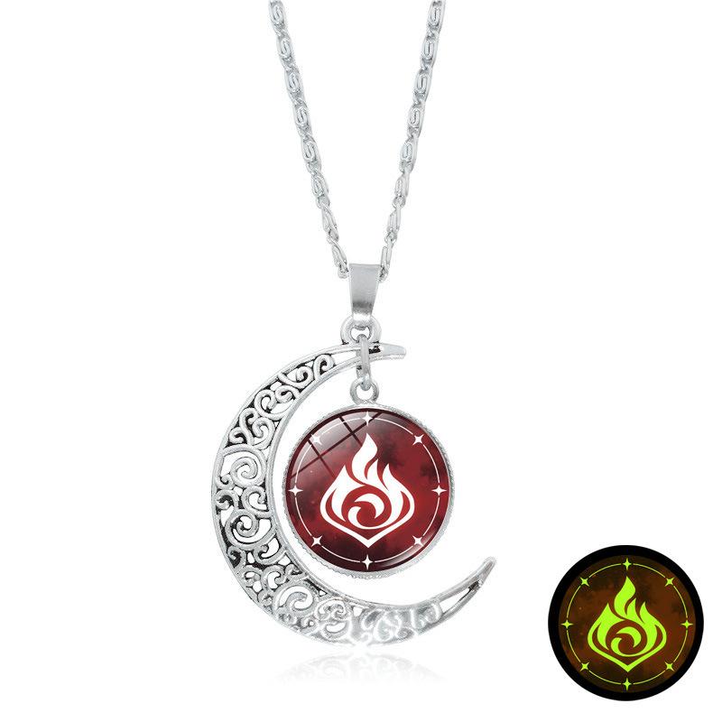 

Impact Impact Genshinimpact Snake Chain Necklace Moonstone Alloy Gift Pendant Fire