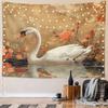 Elegant Swan with Blooming Flowers Pattern Wall Hanging Tapestry Decorative Tapestry Home Decor for Bedroom and Living Room