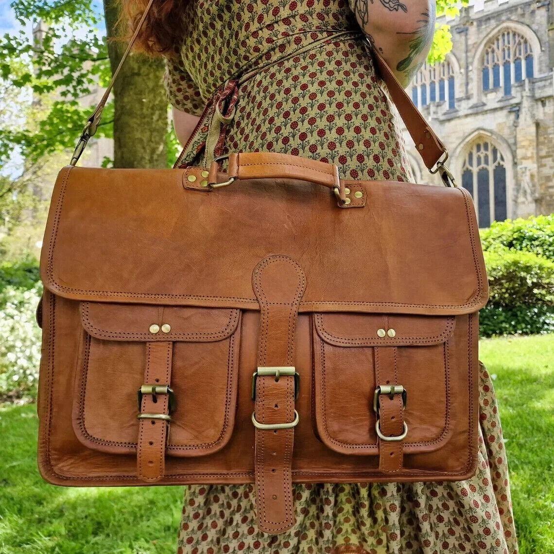 

Сумка Винтажная Кожаная для Ноутбука Натуральная Мессенджер Портфель Наплечная Сумка Мужская 16 x 12 x 5 in