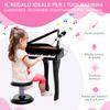 37 Keys Kids Mini Electronic Keyboard Children Grand Piano with Stool Microphone Light Musical Instrument Educational Game Toy Set (Black)