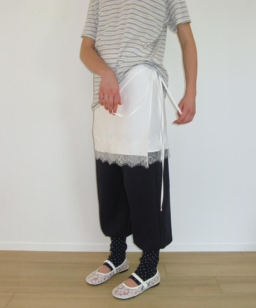 Ronron Lace Trim Wrap Skirt White