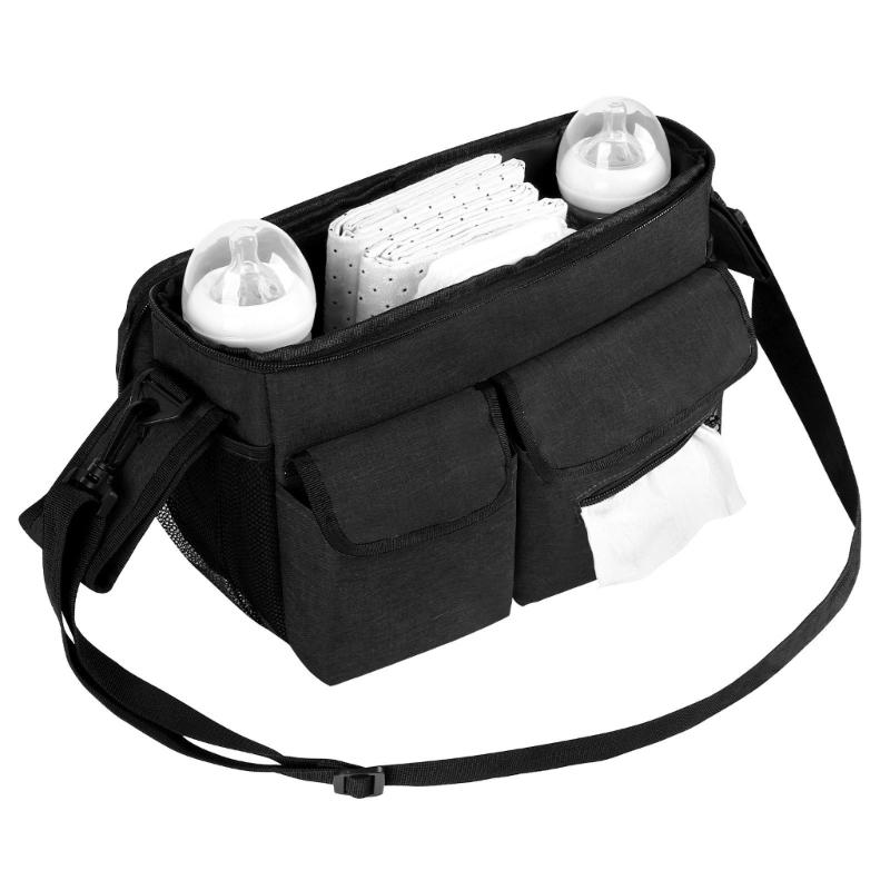 Lightweight Hanging Storage Bag for Strollers Reinforced Stitching Design Portable Compact Baby Pram Cart Accessory