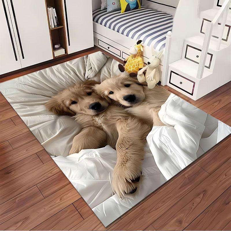 Golden Retriever Puppy Duo Suitable As a Non-slip Mat for the Living Room or Bedroom Sofa