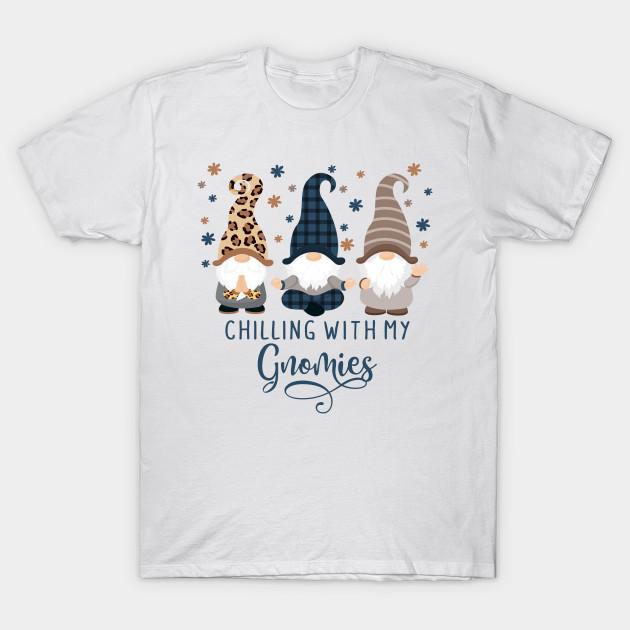 

Men Black Print T-shirt Chilling With My Gnomies - Winter Gnome No-Cut Transfer Paper Print Cotton Tshirt M білий