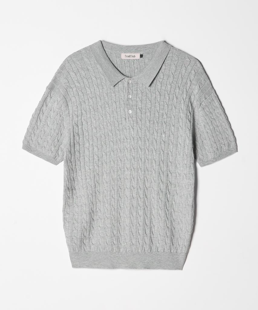 TRADCLUB Cable Collar Short Sleeve Knit 8 Colors (Type A)