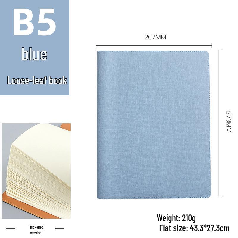 Detachable Soft Leather Loose-Leaf Notebook and Diary with Simple Binder Cover