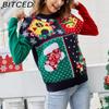 BITCED Women's Snowflake Christmas Jumper Christmas Tree Pullover Knit Sweater Festive Attire