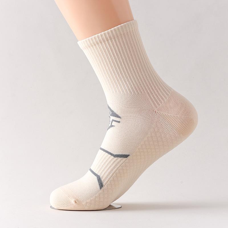Marathon Running Socks for Men and Women, Mid-calf Anti-slip Massage Sole Socks, Breathable Quick-drying Fitness Compression Sports Socks