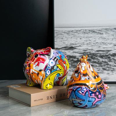 Nowoczesne Proste Kreatywne Świnka Świnka Skarbonka Dekoracja Rzemiosło Sztuka Abstrakcyjna Dekoracja na Biurko Domowe Ozdoby z Żywicy