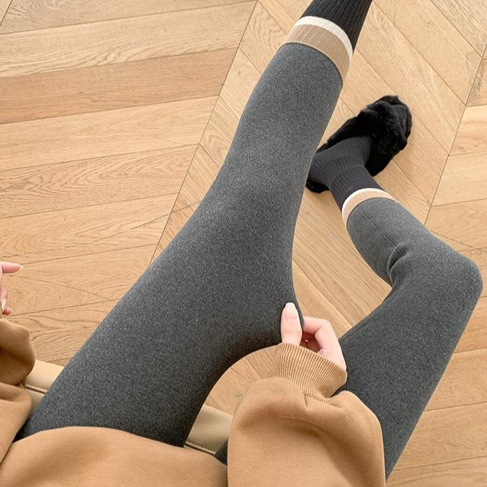 Dámské zimní legíny zateplené sametové bavlněné stahovací punčochy s fleecovými kalhotami černé strečové šedé tlusté zateplené legíny pro ženy