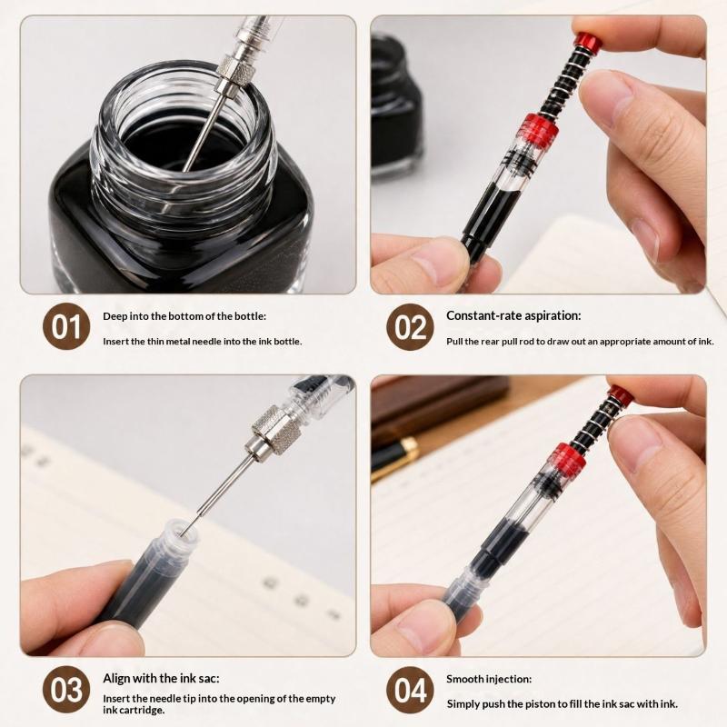 1Pcs Fountain Pen Ink Syringe Filler Needle Tip Spring Converter Office Supplies Office School Stationery