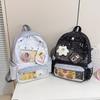 Schoolbag Pain Bag Girls College Students Korean Version Polka Dot Backpack Women Large Capacity Backpack Transparent Schoolbag Cute Girl Schoolbag