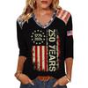 Womens Casual V Neck Top 250 Years 1776 2026 Printed Loose Fit Shirt Half Sleeve Patriotic Graphic Tee Comfortable Pullover