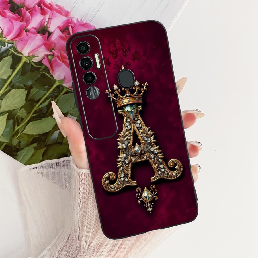 For Tecno Spark 7 Case Spark7P 7Pro Back Cover Soft Silicone TPU Initial Letter Pattern Case for Tecno Spark7 7 P Phone Capa