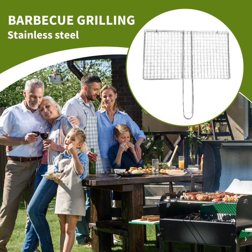 Stainless Steel Grill Basket BBQ Net for Steak Fish Chicken Meat Veggies Outdoor Camping Fishing Kitchen Cooking