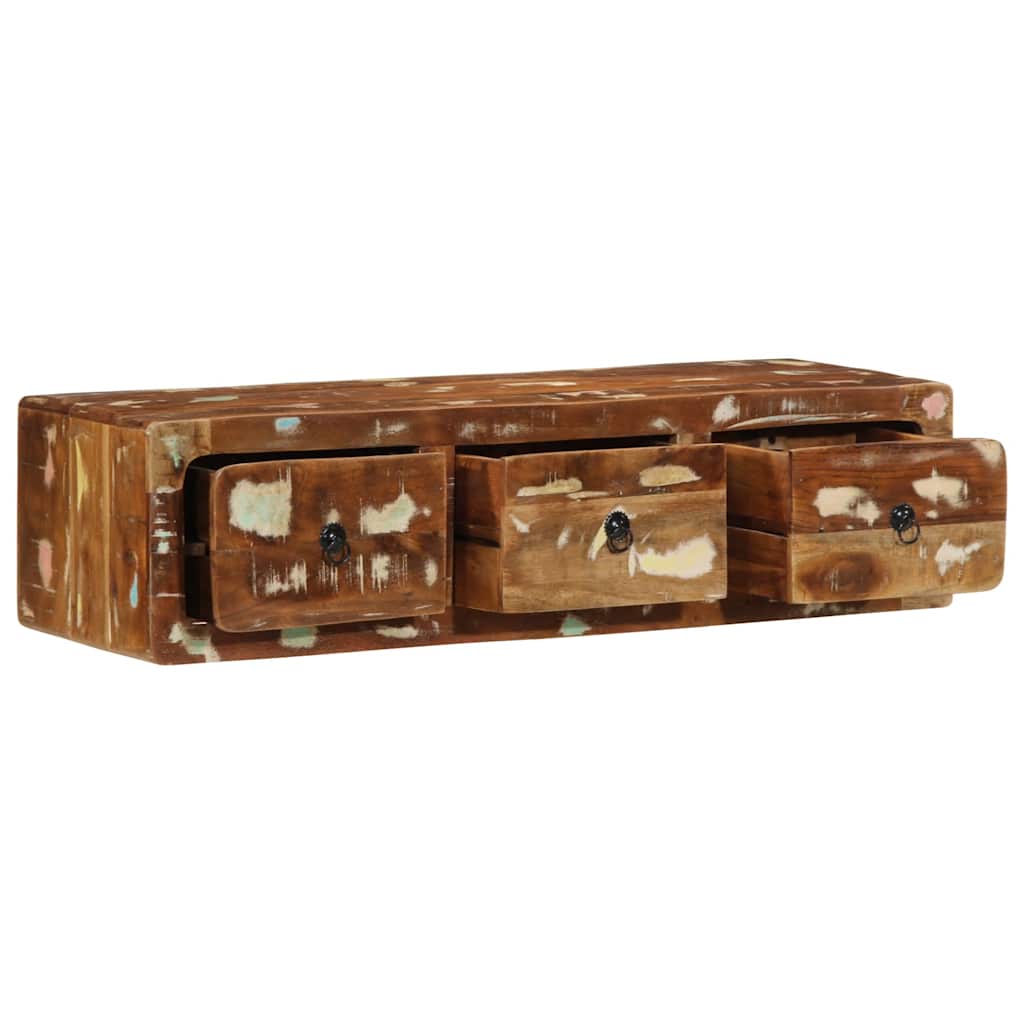 Wall Mounted TV Cabinet 100 X 32 X 25 Cm Reclaimed Solid Wood