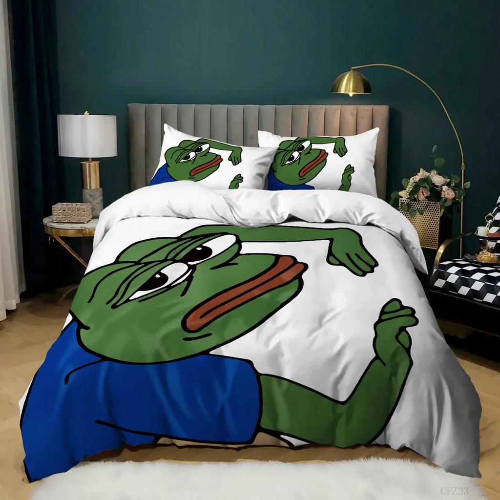 Comforter Frog Bedding Set King Size Funny Frog Tropical Amphibian Duvet Set For Kid 3D Tropical Nature Animal For Home Decor