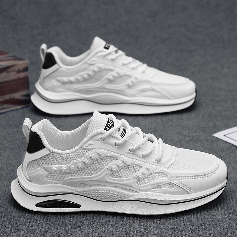 Summer Men'S Shoes Breathable Mesh White Shoes Men'S Trend Versatile Platform Sports Shoes Casual Dad Trendy Shoes