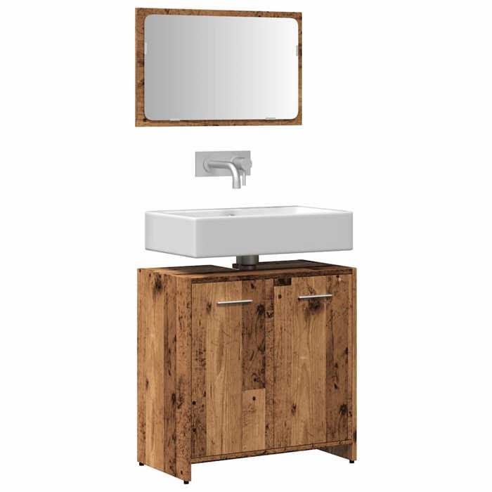 VidaXL Armoire de salle de bain et miroir vieux bois bois d'ingénierie, miroir de courtoisie, armoire de salle de bain, 856042