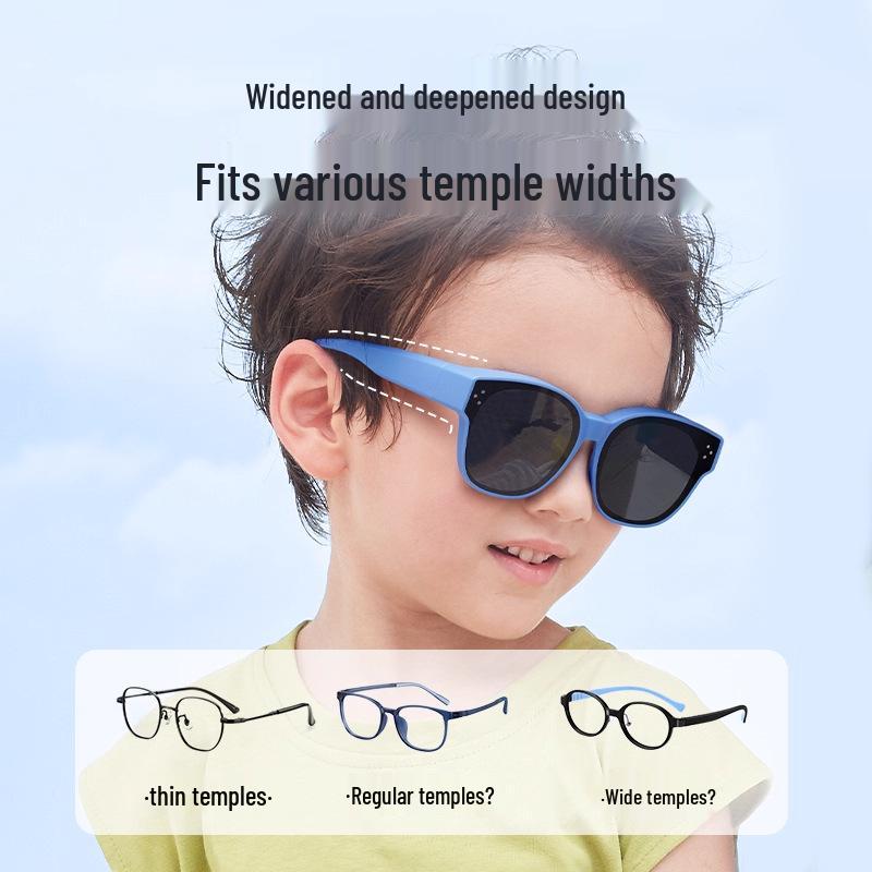 Dziecięce spolaryzowane okulary przeciwsłoneczne nakładane na okulary korekcyjne - Wiatrochronna ochrona oczu dla nastolatków