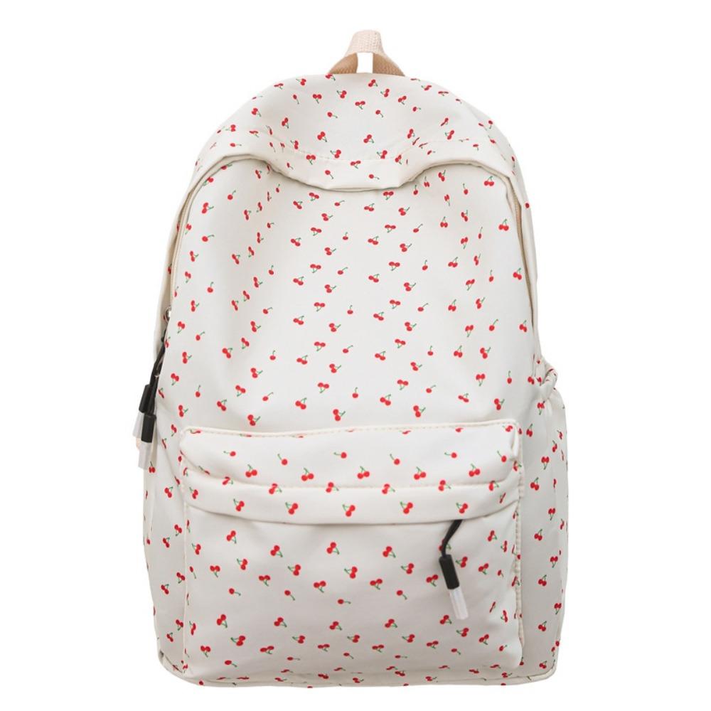Cartoon Floral Print Backpack Breathable Large Capacity Student Schoolbag Ultra-light Nylon Book Bag
