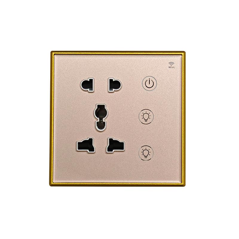 Smart Graffiti WiFi/Zigbee Voice-Controlled Wall Socket Switch with Light, Single/Double Pole, Five-Hole Timer.