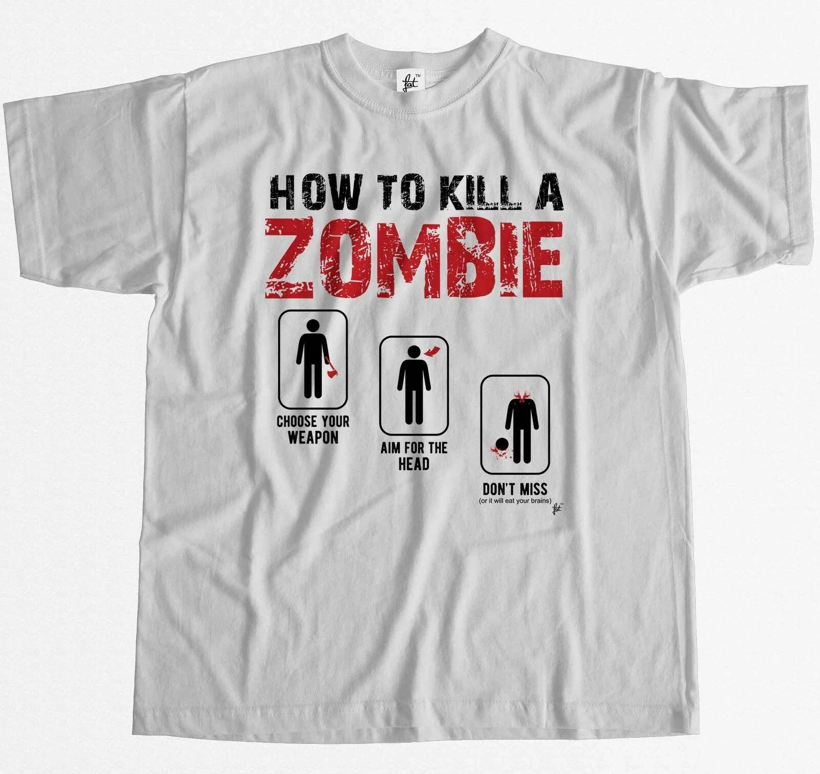How To Kill A Zombie Choose Aim Don t Miss Survival Mens T-Shirt L
