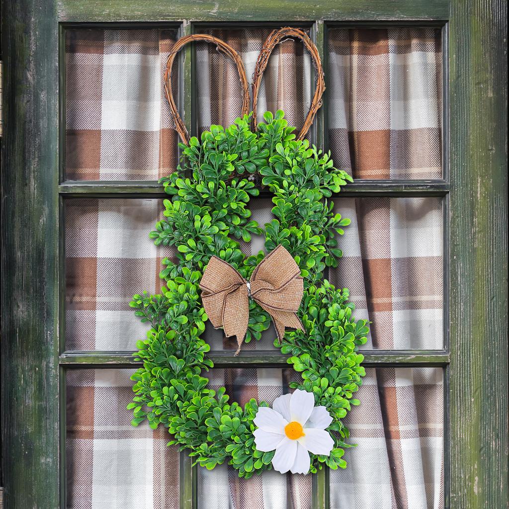 Easter Dead Branch Wreath Outdoor Garden Simulated Flower Door Hanging Creative Rabbit White Flower Wreath