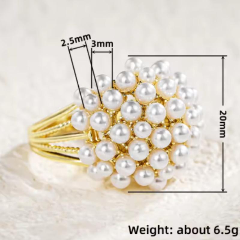 Fashion Unique Imitation Pearl Rings Elegant Flower Rings for Women Banquet Wedding Rings Anniversary Ring Jewelry Gift