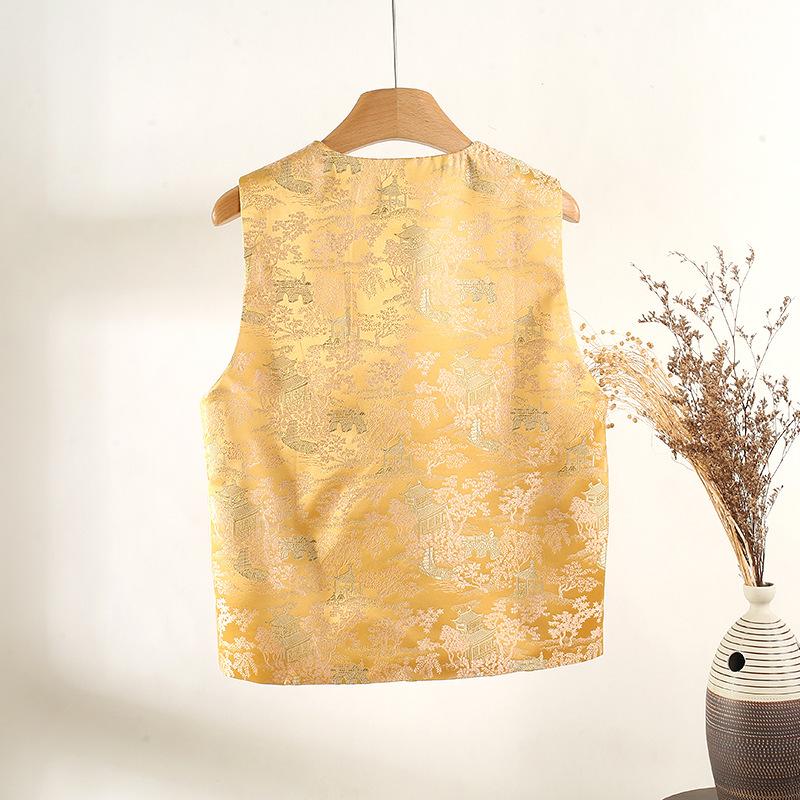 Vest Early Spring High-end Jacquard Disc Buckle Vest Top Vest Women's Top