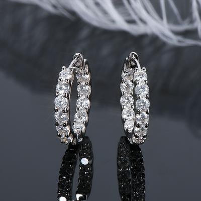 Creolen, 100 % 925er Sterlingsilber, echte 3 mm Moissanit-Ohrstecker für Frauen, funkelnder Schmuck, Geschenke