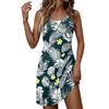 Modisches lässiges ärmelloses Damenkleid mit Rundhalsausschnitt und Blumenprint
