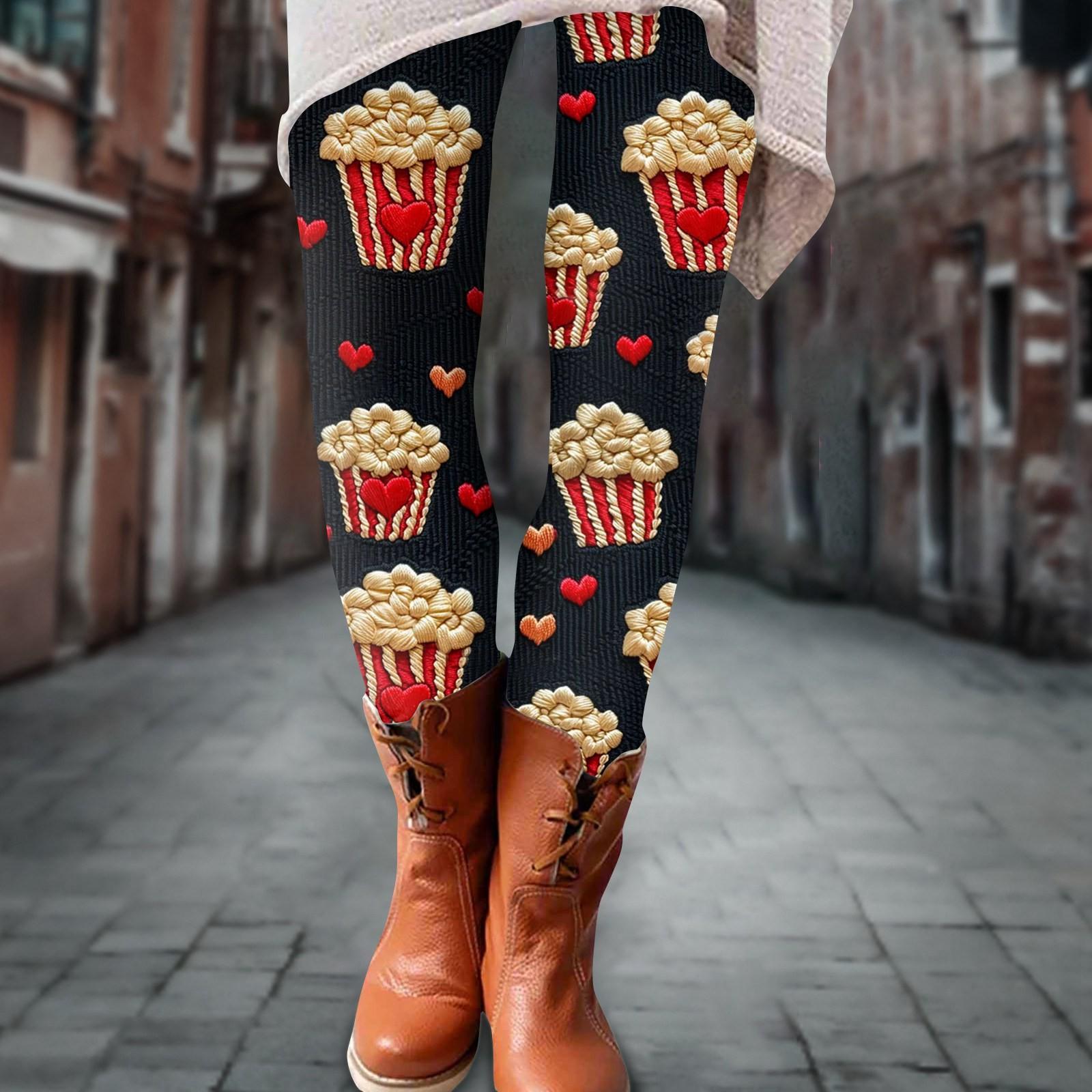 

Женские брюки ко Дню святого Валентина с 3D-принтом, эластичные мягкие леггинсы, повседневные домашние пижамные брюки L чёрный