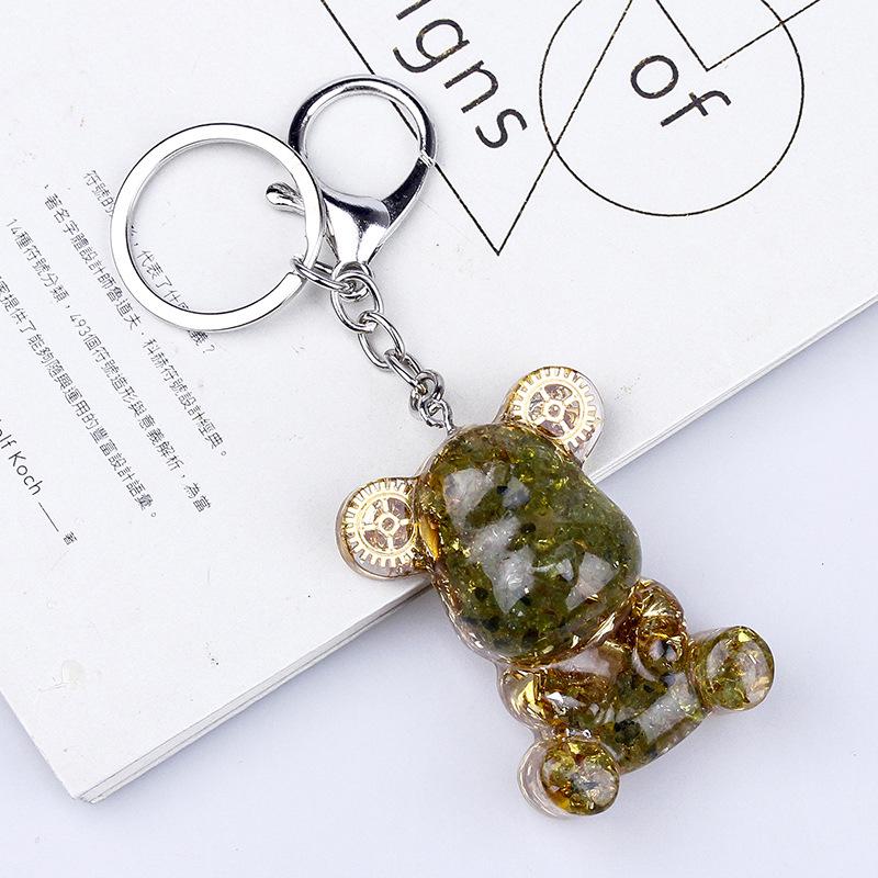 Crystal Resin Bear Keychain - Creative Hugging Bear Design for Car Keys