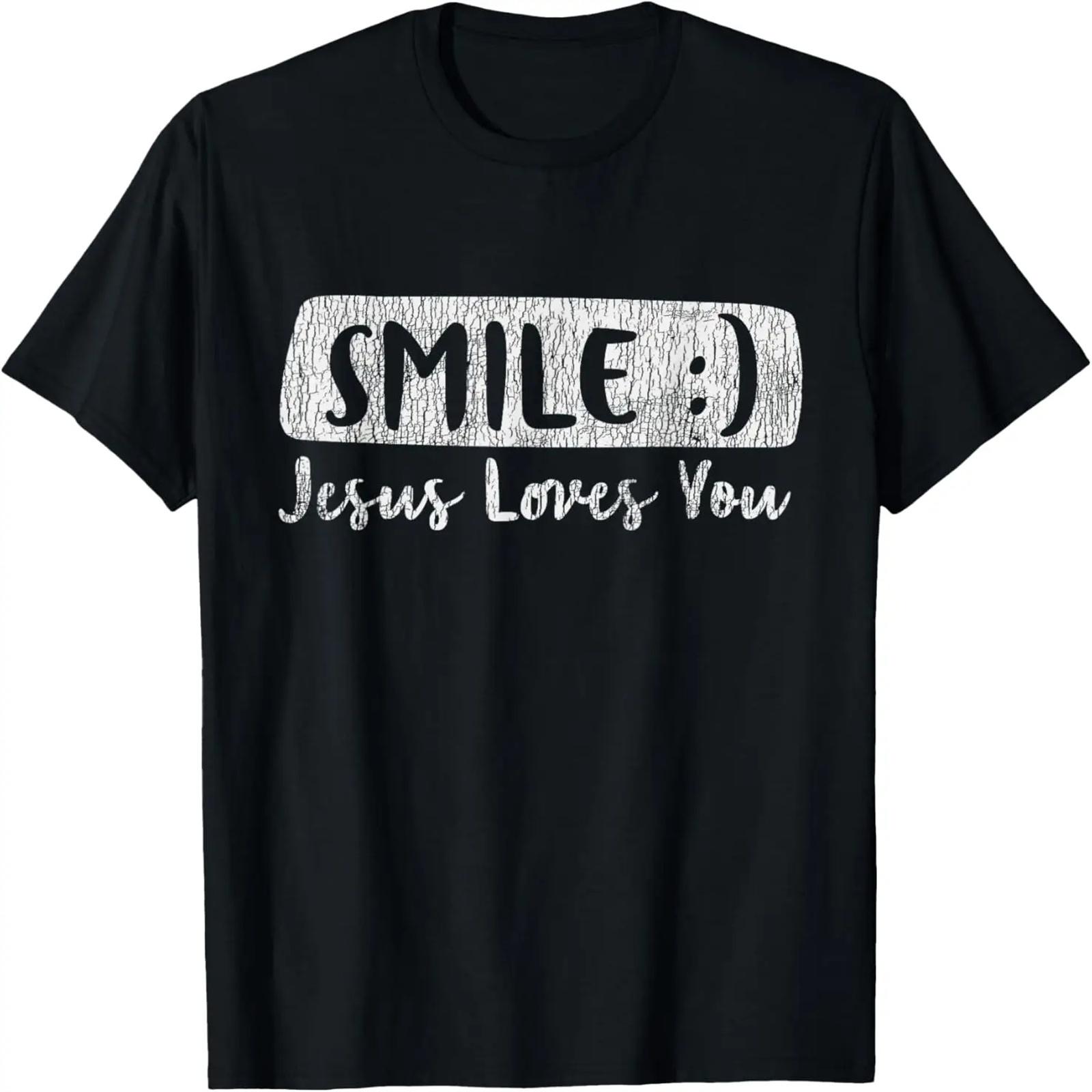 

Vintage Smile Loves You Jesus Religious Faith Christian Gift T-Shirt XXXXXL