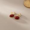 Red Oval Stud Earrings