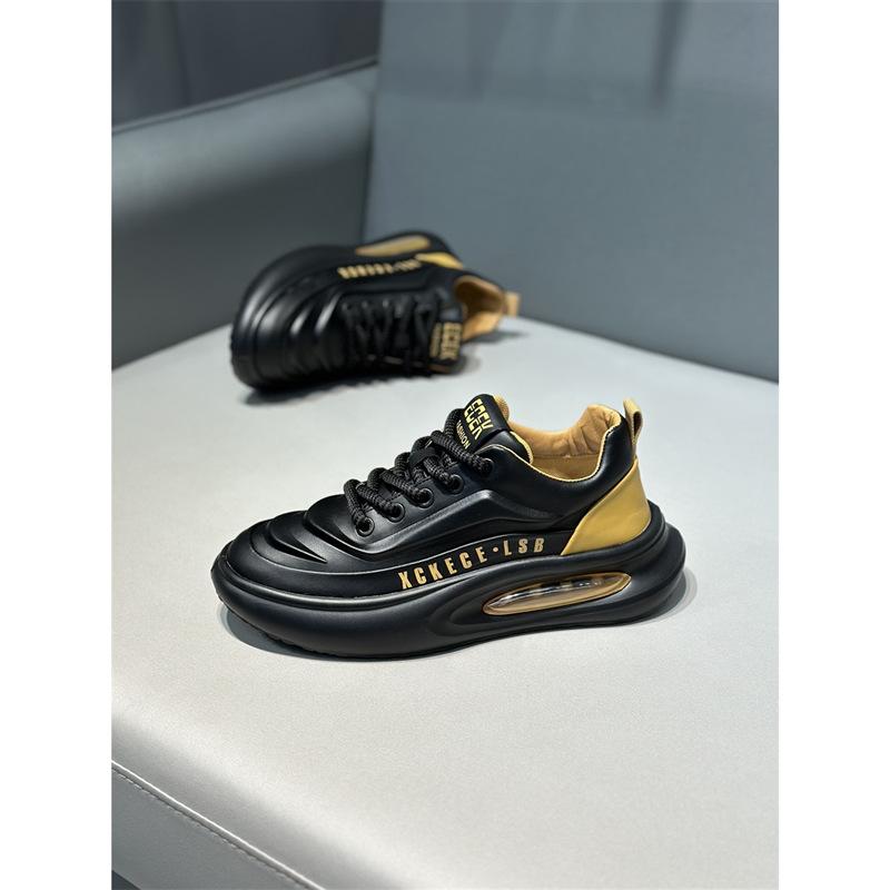 Autumn new low-top leather surface comfortable thick-soled air cushion dad shoes light, casual, comfortable and breathable low-top