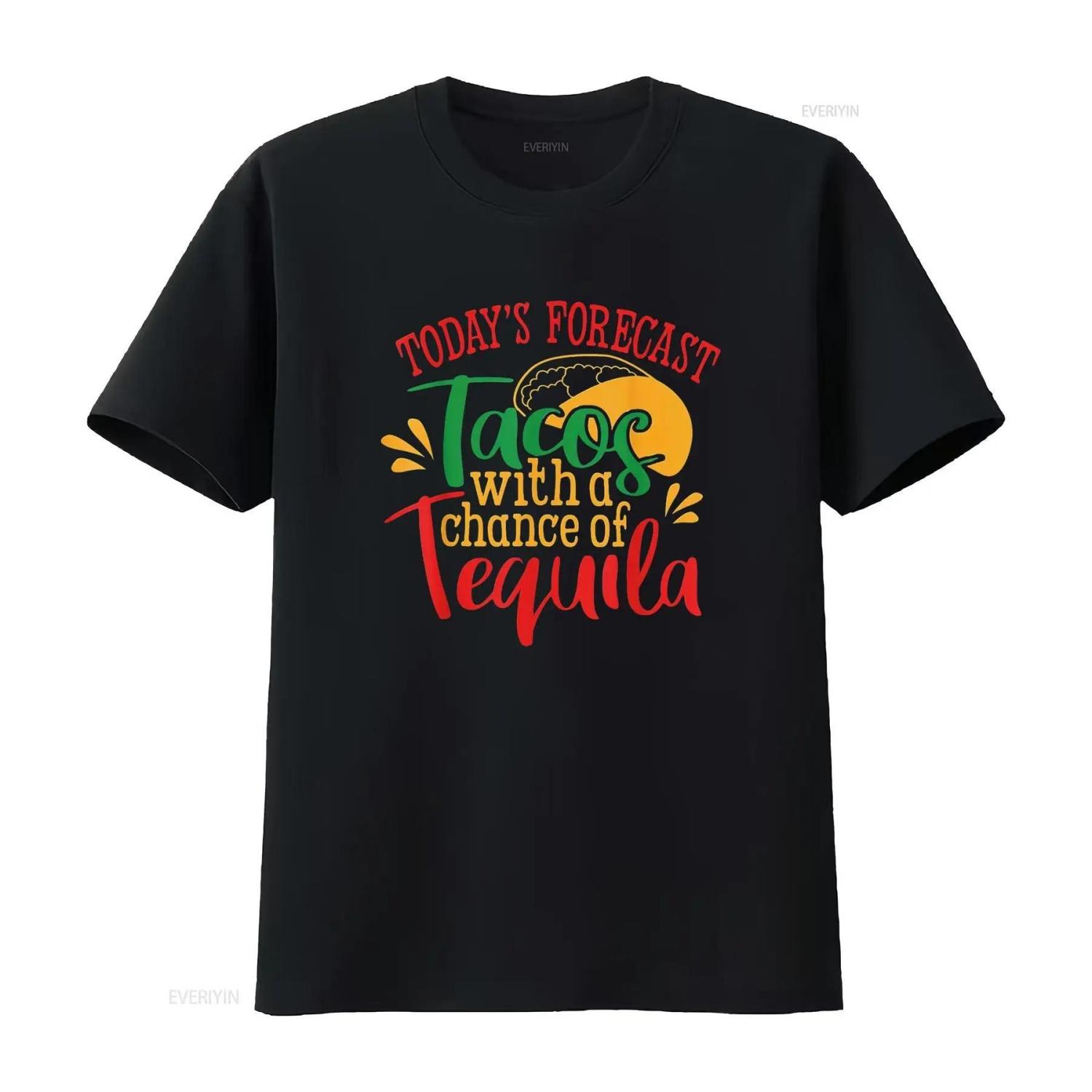 

Tacos With a Chance of Tequila Mexican T Shirt Vintage Washed Graphic Fashion Homme Streetwear Comfortable Unisex S чёрный