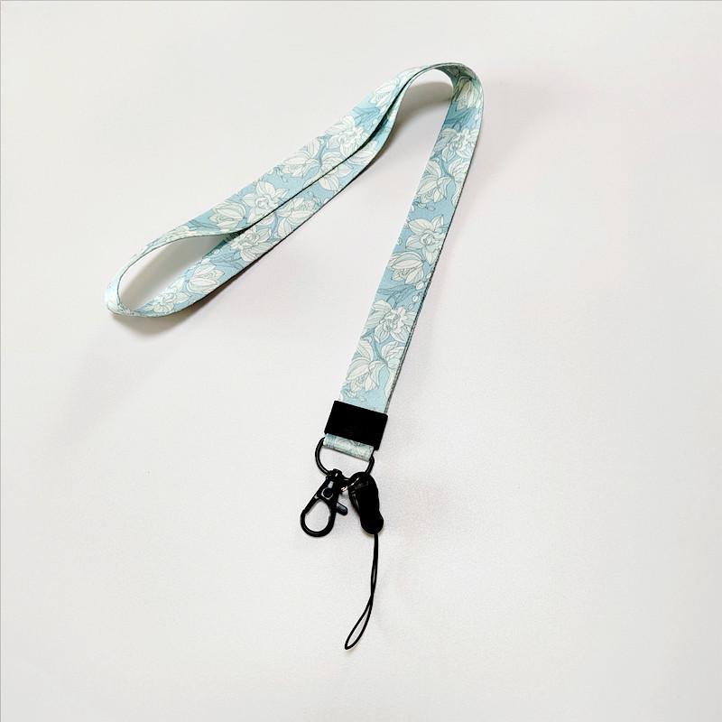 Florales Gurtband-Lanyard Handyhülle mit abnehmbarer Flugzeugschnalle - Anti-Drop Hals- & Ausweis-Lanyard