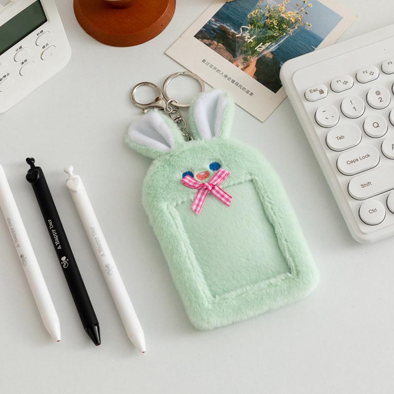 Cartoon Animal Characters Plush Album Card Holder Bus Card Bank ID Card Protective Display Sleeves Backpack Pendant Gifts