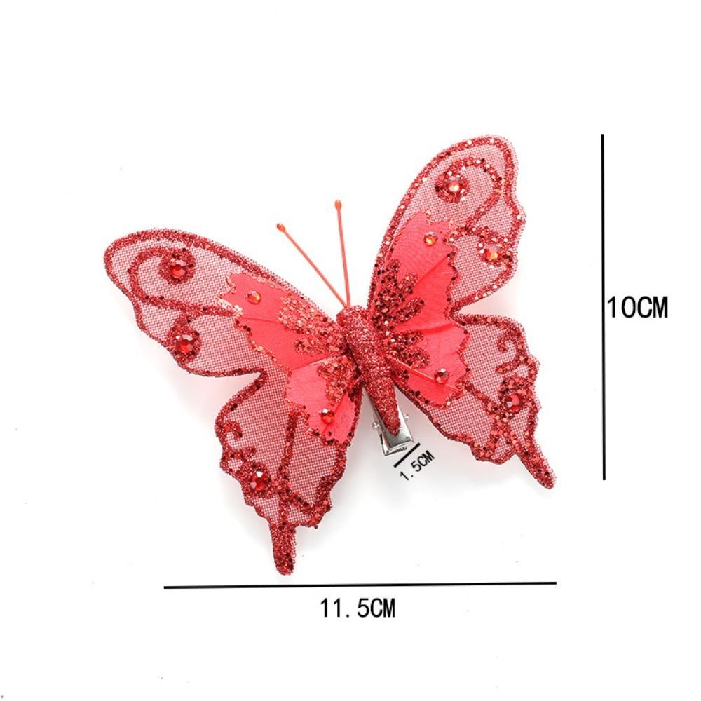 3/6/10Pcs Plastic DIY Artificial Butterfly Decoration Pendant Hanging Ornament Christmas Tree Ornament New Year