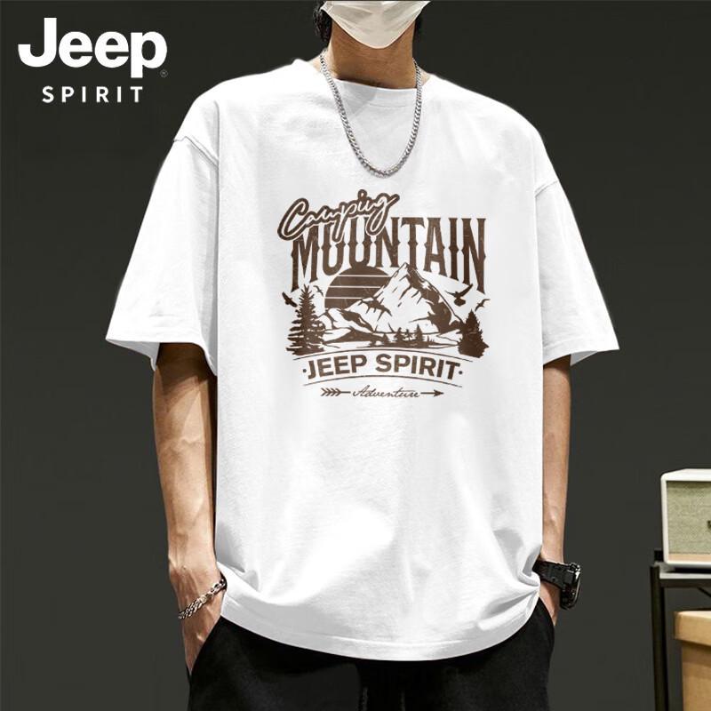 JEEP SPIRIT Men s Loose-fit Pure Cotton Short Sleeve T-Shirt 3XL