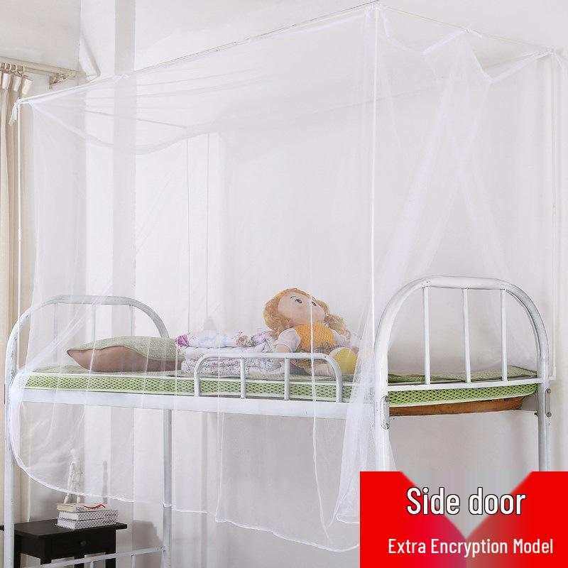 Single Bunk Bed Mosquito Net with Free Shipping - Square Top Tent Frame, Side Opening, 90cm for Dorm Rooms