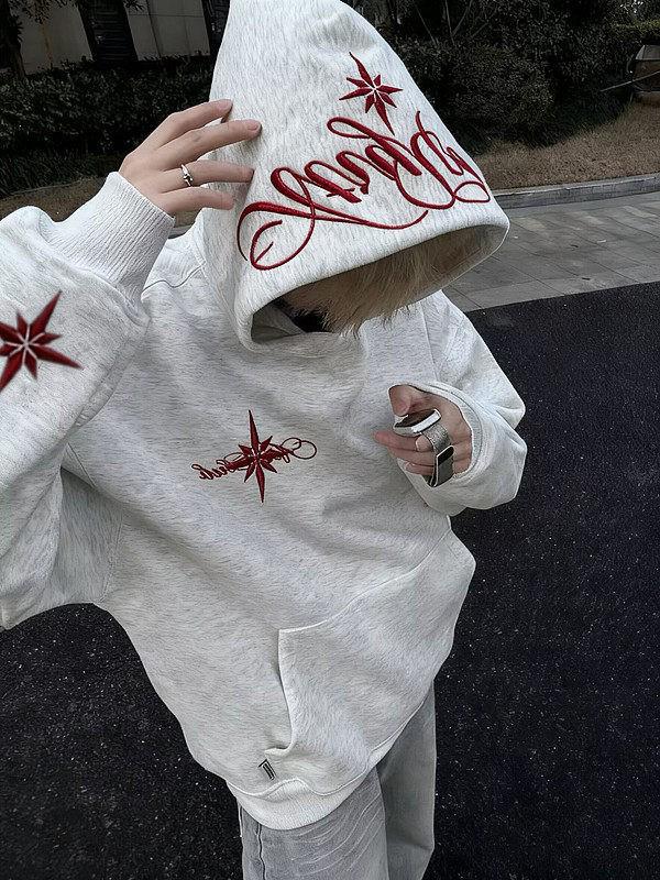 Unisex American Trendy Brand Thick Embroidered Hoodie for Autumn/Winter