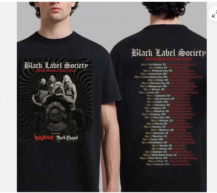 Black Label Society North America Tour 2026 Dates Two Sided Unisex T-Shirt
