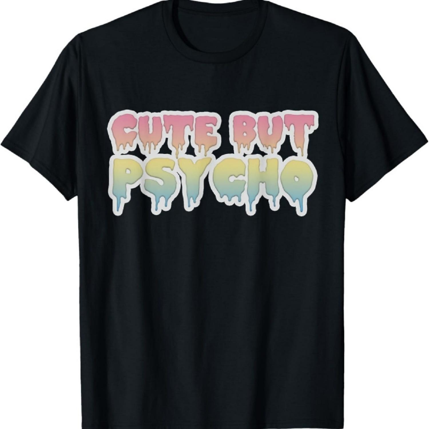 Пастельно-готическая футболка МИЛАЯ, НО ПСИХОПАТКА Футболка с радужными каплями XXXXXL чёрный