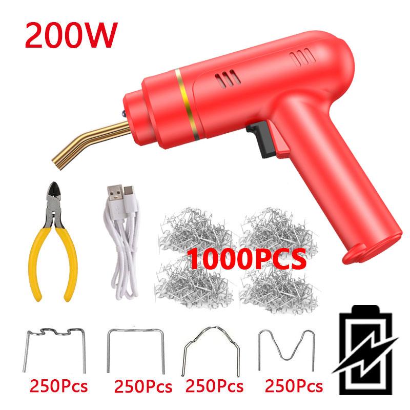 200/1000pcs Hot Plastic Welder Gun 200W Hot Welding nail Kit Portable Cordless USB charge For Most Plastic Repair Car Bumper