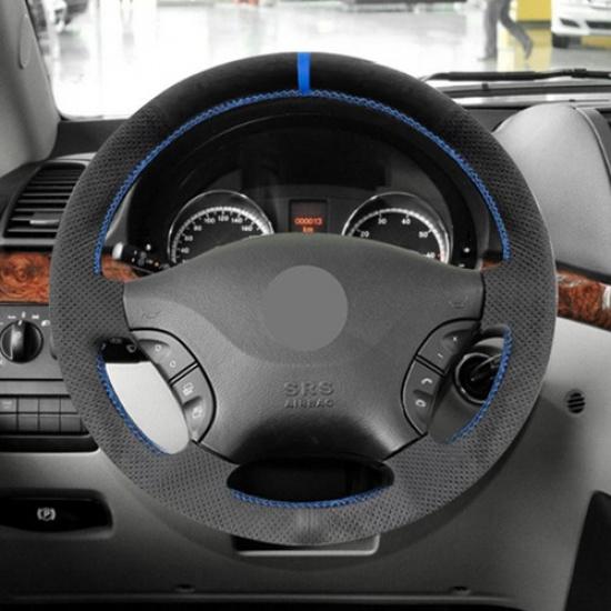 Suede Blue-Line Steering Wheel Leather Cover For Mercedes Benz Vito 2003-2014
